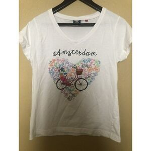 Fox Original  Ámsterdam- Bicycle Women T Shirt White Short Sleeve Size L